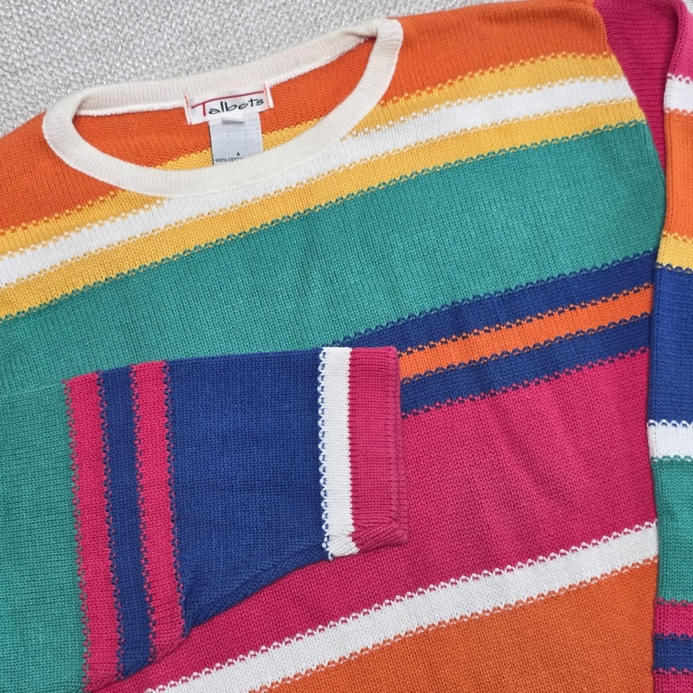 Vintage Talbots Knit Sweater Women's Size L Striped Retro Skate Wear Multicolor